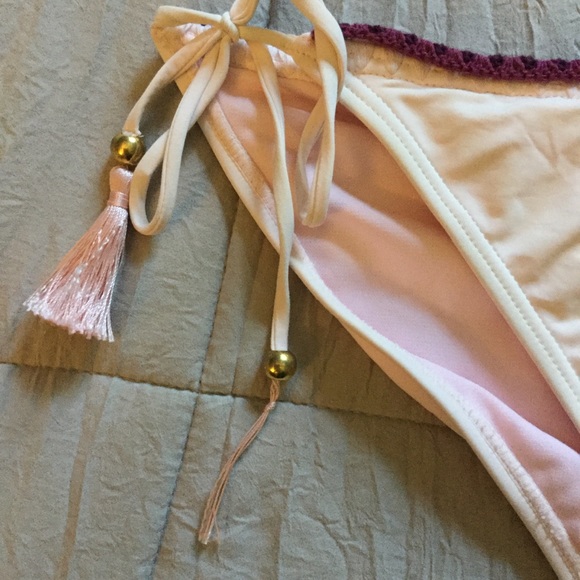 Pale pink bikini with purple & gold accents - Picture 4 of 8